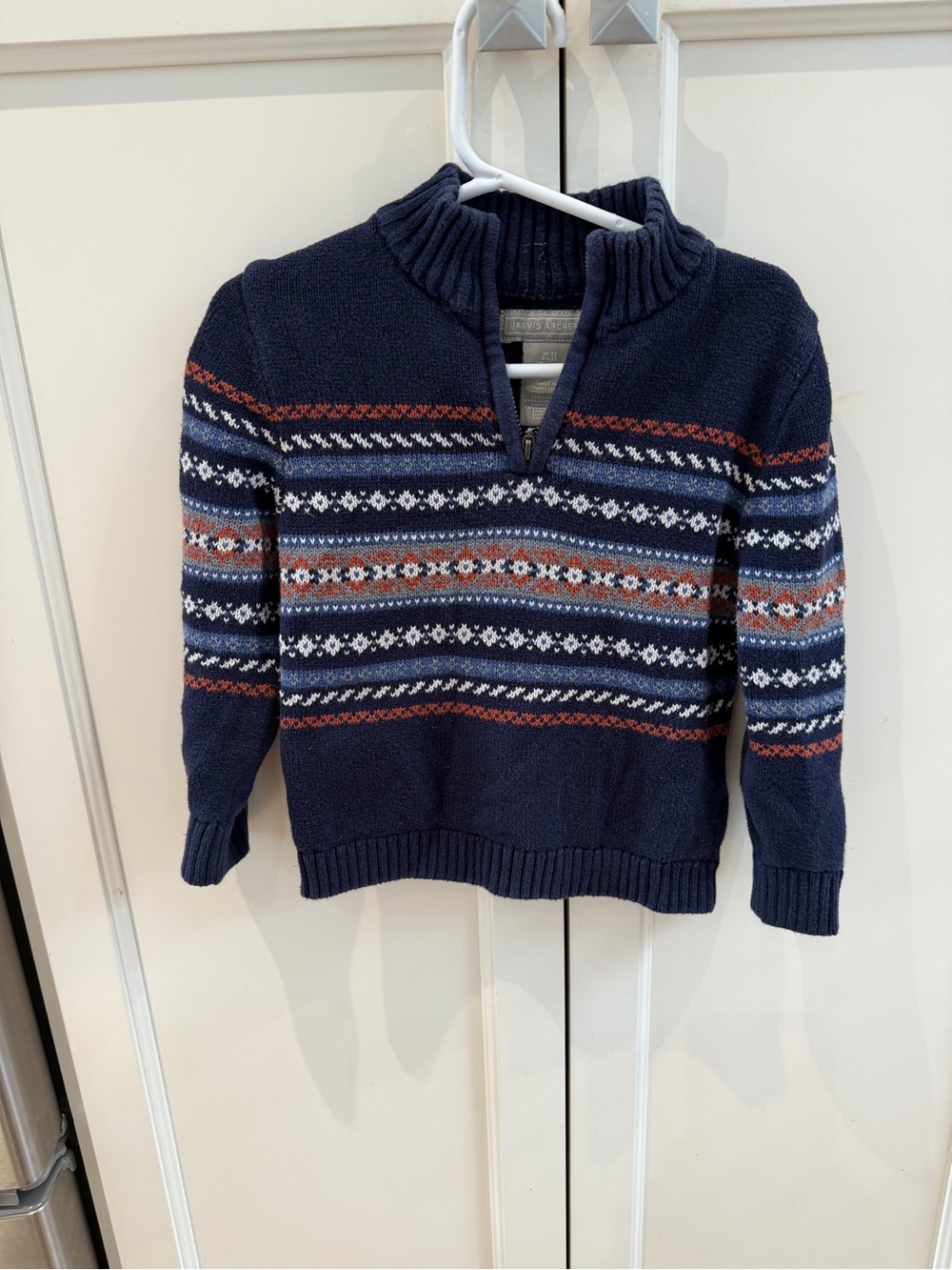 Jarvis Archer 3t Navy Fair Isle Quarter-Zip Sweater